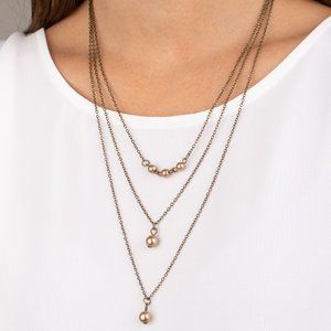 Paparazzi High Heels and Hustle Brass Necklace and Earring Set